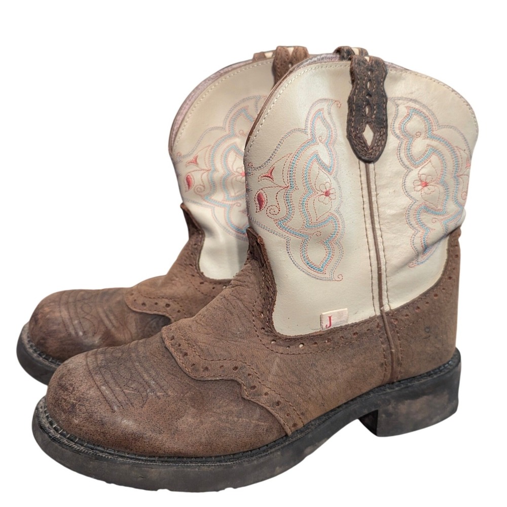 Justin Gypsy Girls Brown Cream Floral Embroidered Western Cowboy Boots